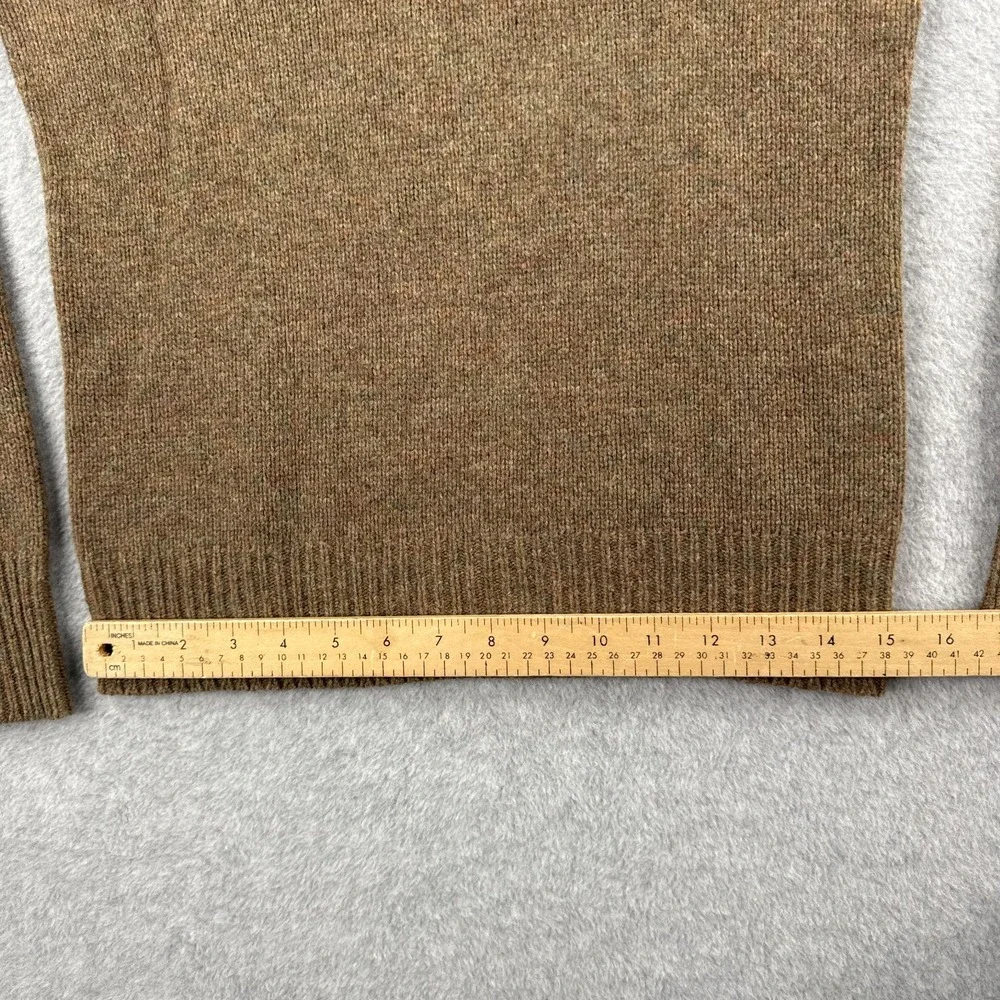 Ralph Lauren Rugby Sweater Mens Small Brown Elbow Patches 100% Wool Shawl Collar